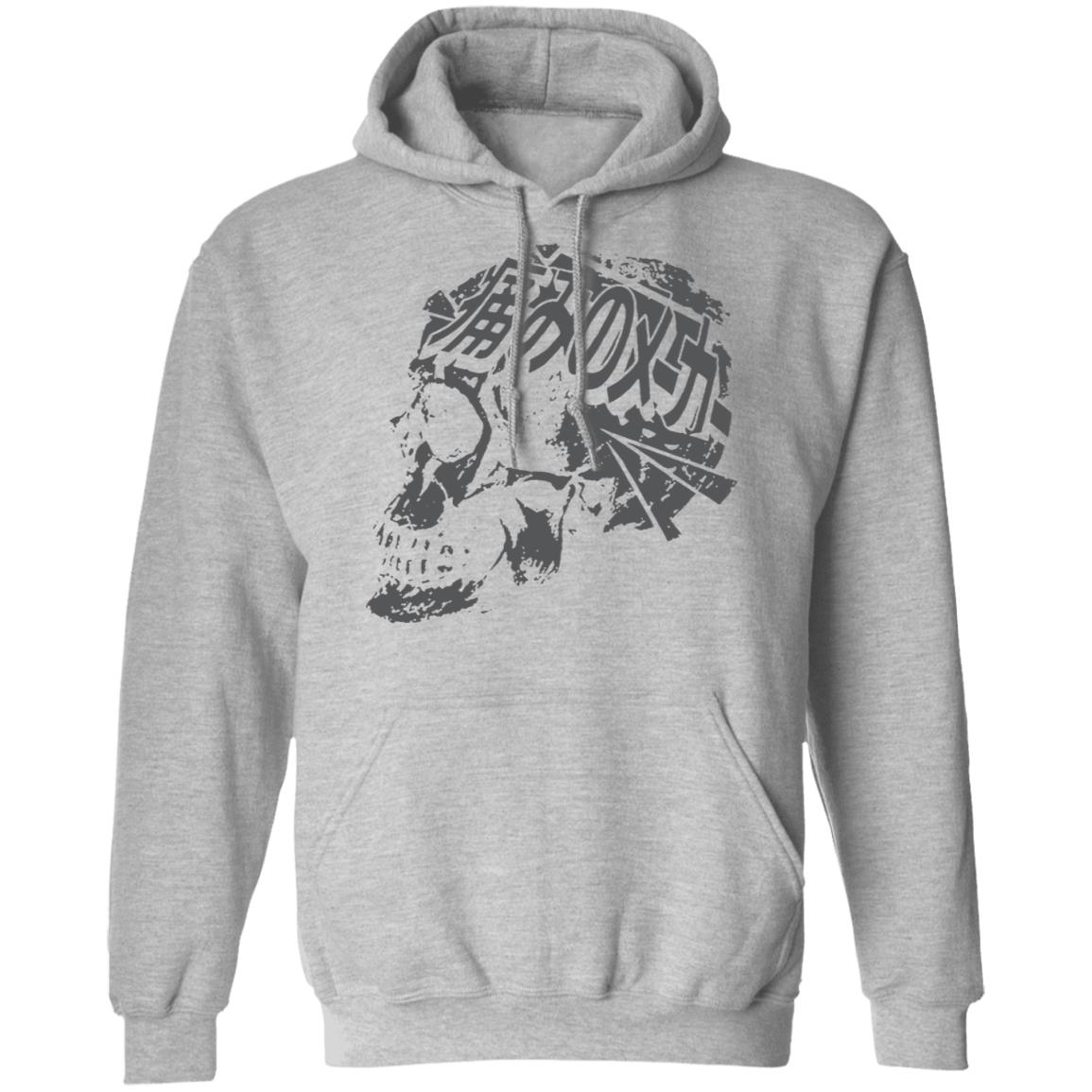 Kanji Skull Rolled Cuff T Shirt Hoodie Sweatshirt - Teechipus