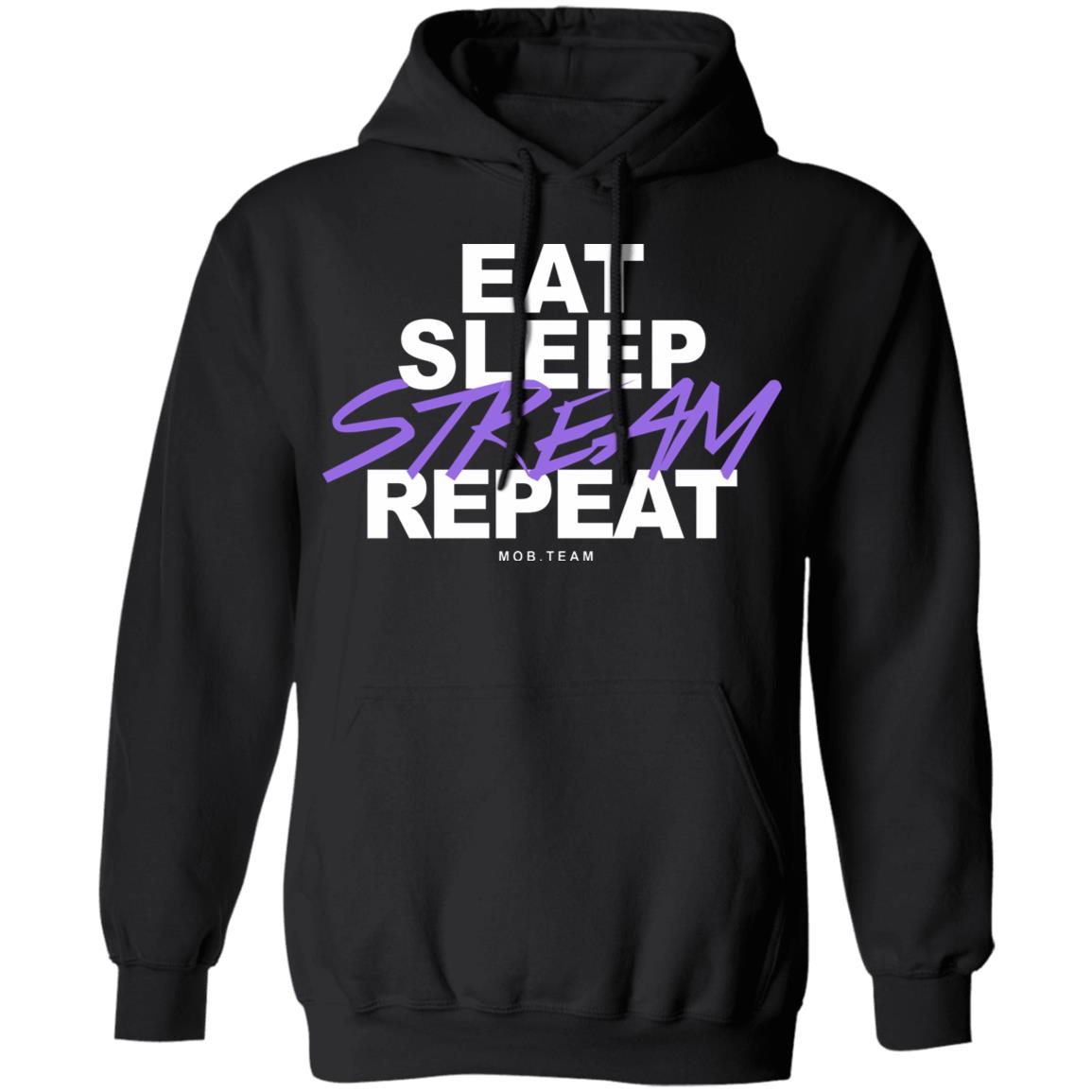 Eat Sleep Stream & Repeat Black Hoodie - Teechipus