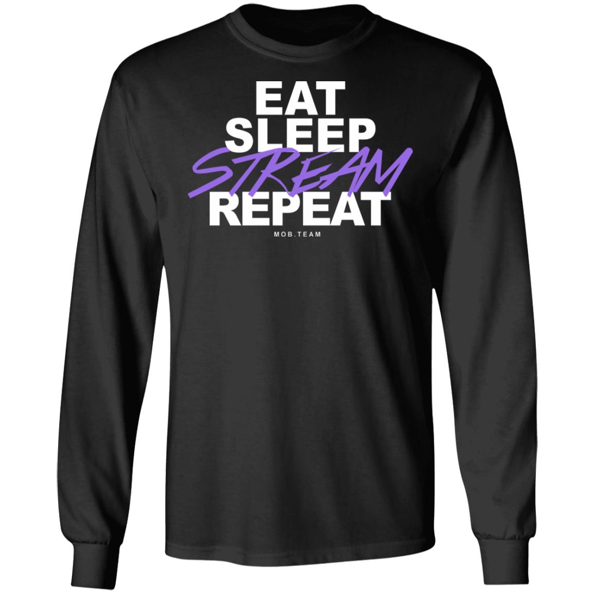 Eat Sleep Stream & Repeat Black Hoodie - Teechipus