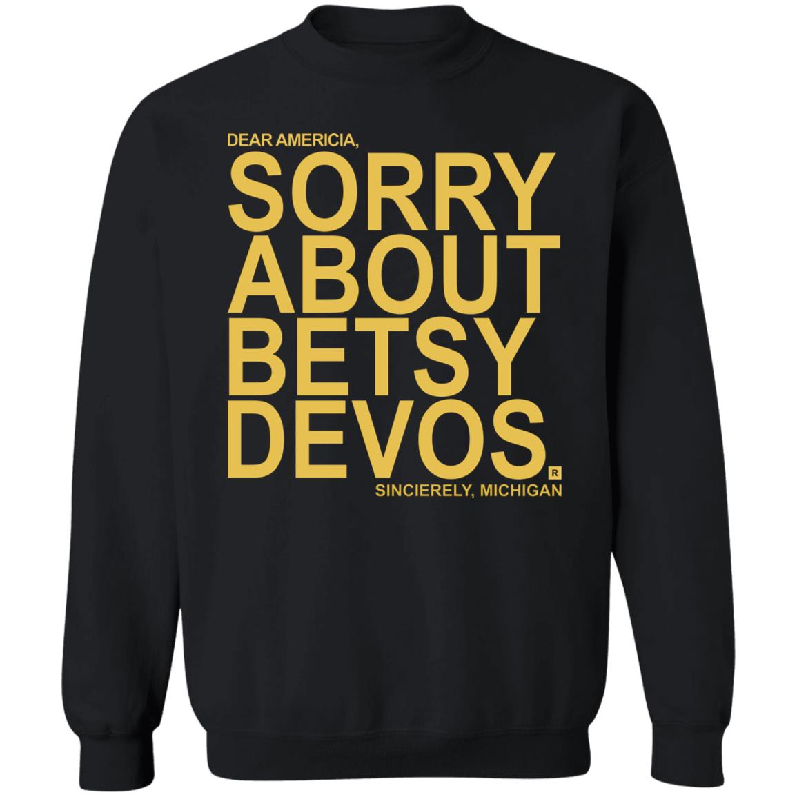 Betsy Devos T Shirt Dear America Sorry About Betsy Devos Sincerely Michigan Shirt Hoodie Sweatshirt - Teechipus