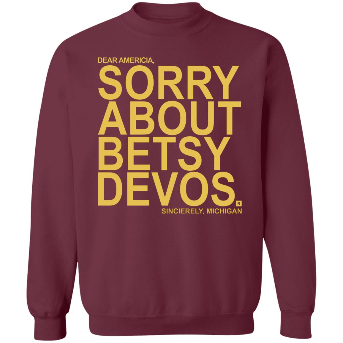 Betsy Devos T Shirt Dear America Sorry About Betsy Devos Sincerely Michigan Shirt Hoodie Sweatshirt - Teechipus