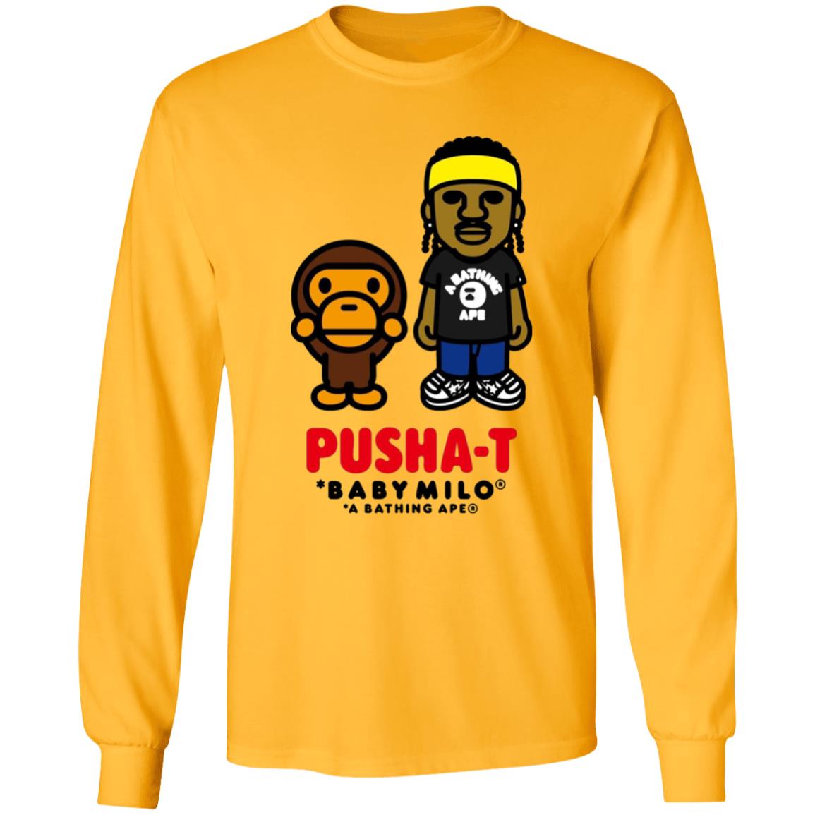 Bape X Pusha T Baby Milo Shirt Drummond Pusha T Baby Milo Shirt Los Angeles Lakers Bape X Pusha T Baby Milo Shirt Hoodie Sweatshirt - Teechipus