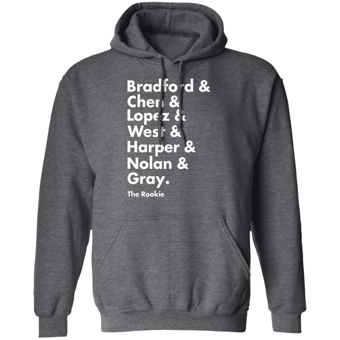 Bradford Chen Lopez West Harper Nolan Gray Shirt Shop Talk Podcast The Rookie Squad Goals T Shirt Hoodie Sweatshirt - Teechipus