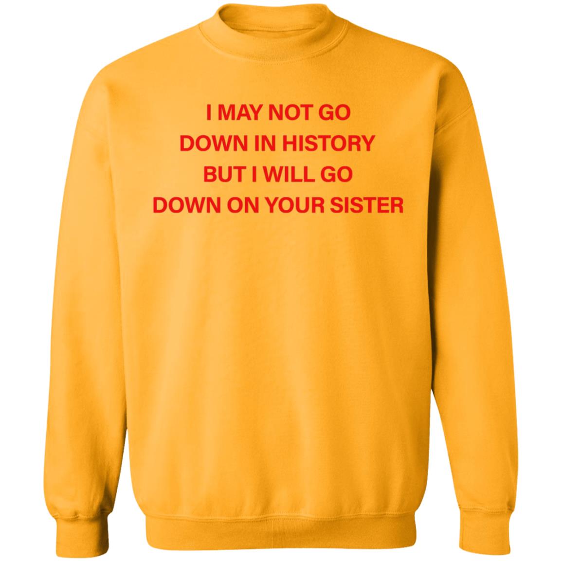 I May Not Go Down In History But I'll Go Down On Your Sister Shirt Hoodie Sweatshirt - Teechipus
