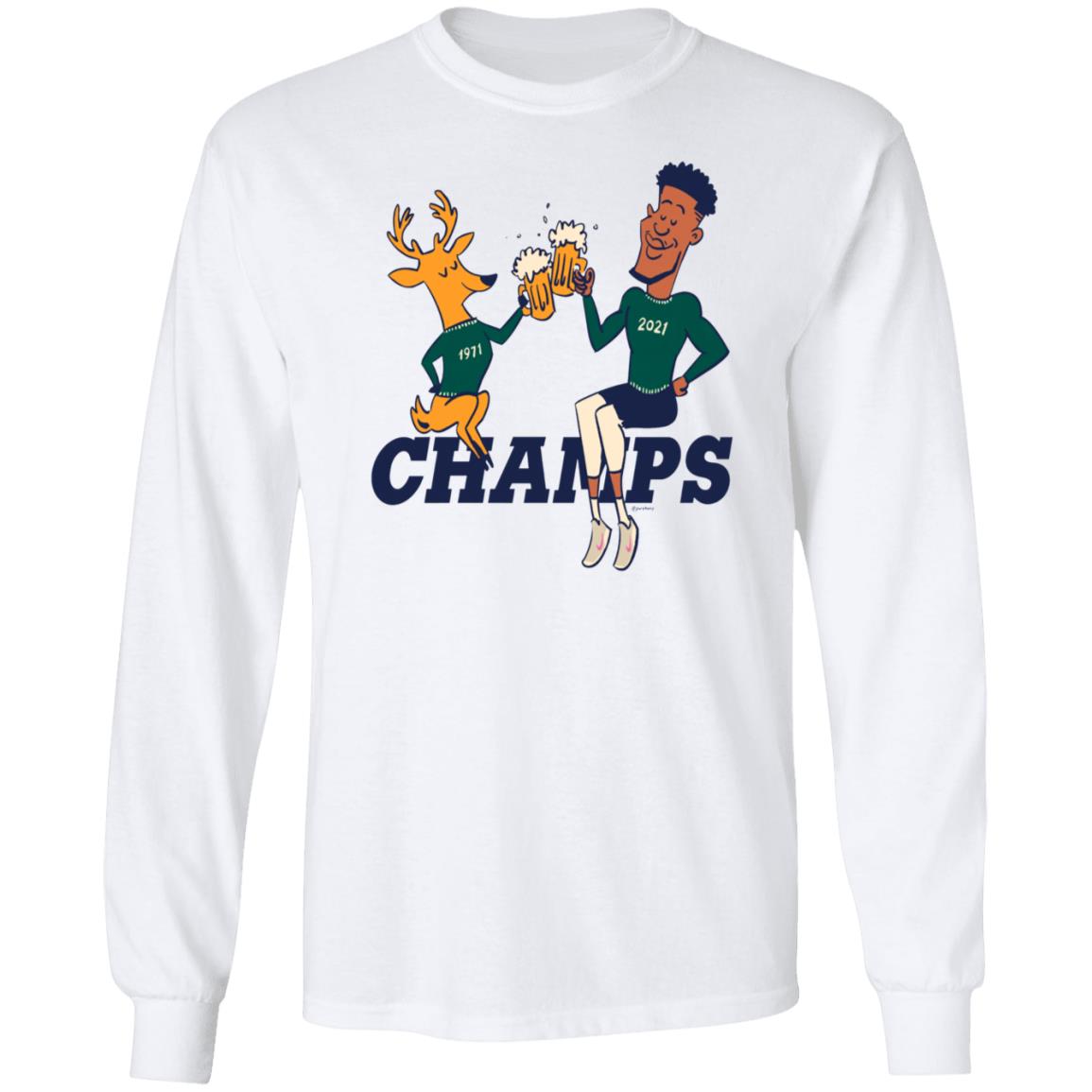 Champs Bucks 1971 Bucks 2021 Shirt Milwaukee Bucks Championships 1971 2021 Shirt Cheers To The Deer Bucks Parade 2021 Shirt - Teechipus