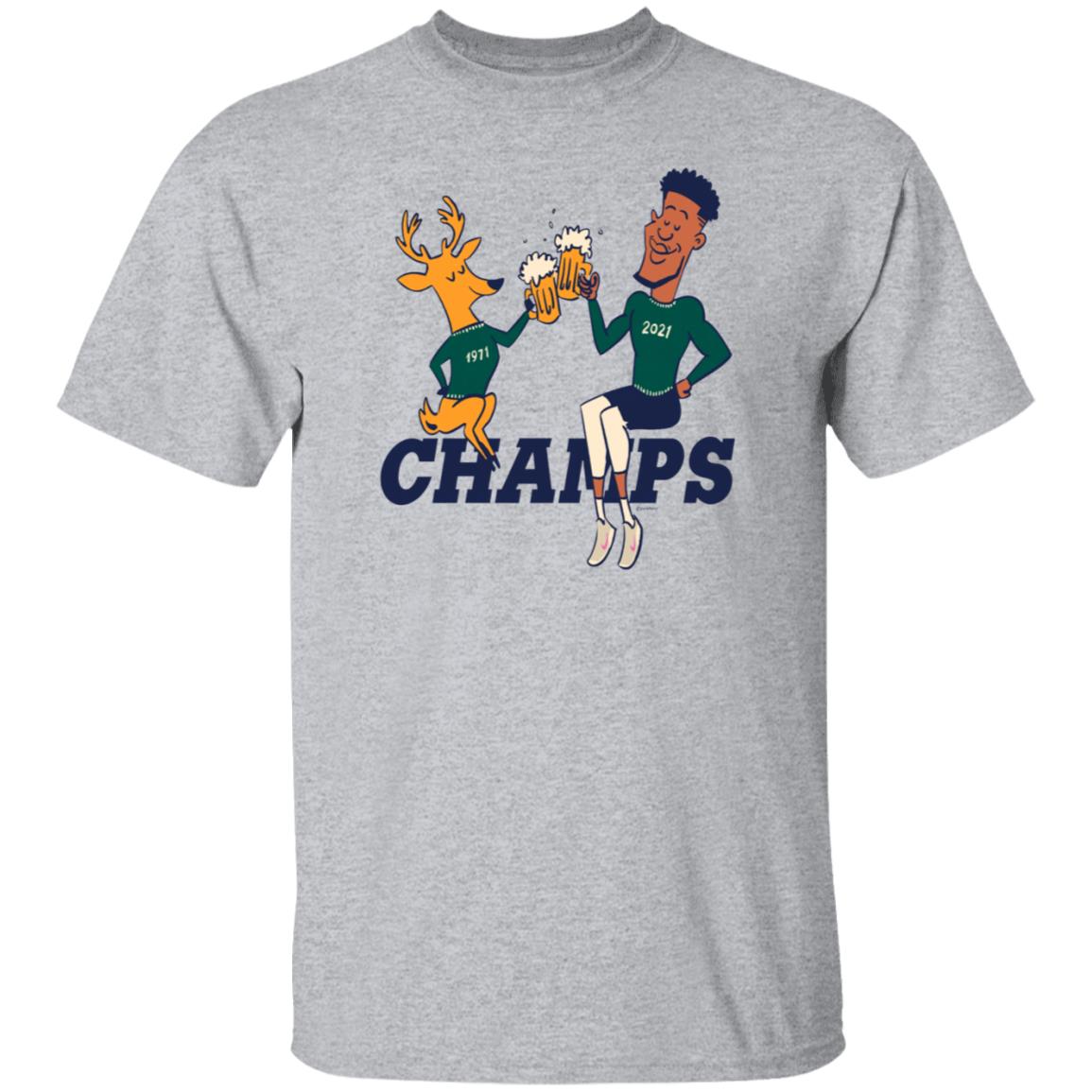 Champs Bucks 1971 Bucks 2021 Shirt Milwaukee Bucks Championships 1971 2021 Shirt Cheers To The Deer Bucks Parade 2021 Shirt - Teechipus