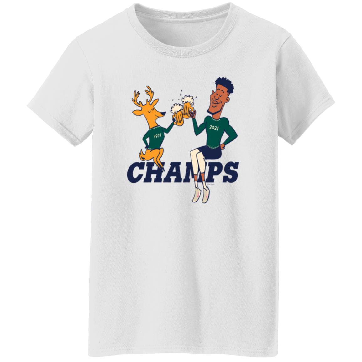 Champs Bucks 1971 Bucks 2021 Shirt Milwaukee Bucks Championships 1971 2021 Shirt Cheers To The Deer Bucks Parade 2021 Shirt - Teechipus