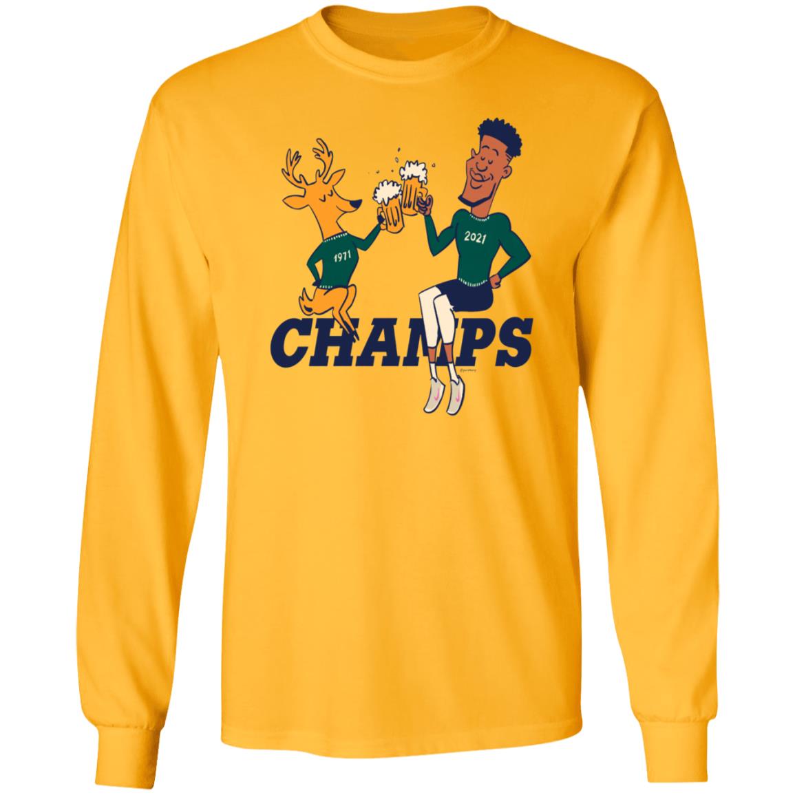 Champs Bucks 1971 Bucks 2021 Shirt Milwaukee Bucks Championships 1971 2021 Shirt Cheers To The Deer Bucks Parade 2021 Shirt - Teechipus