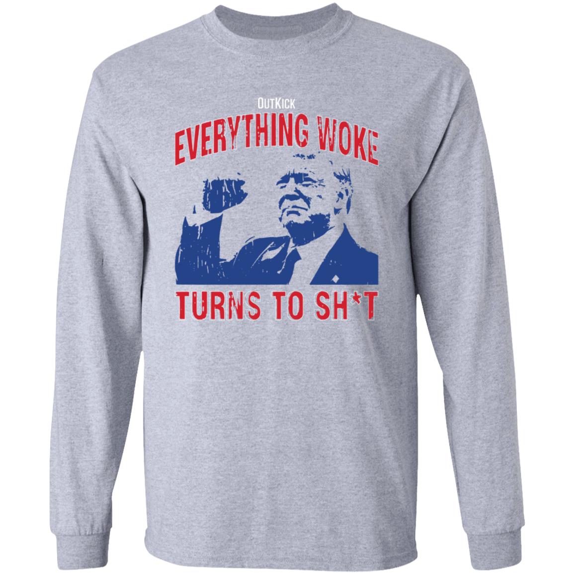 Outkick Everything Woke Turns To Shit Shirt Trump Rally Alabama Shirt - Teechipus