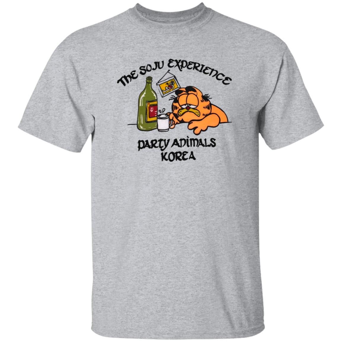 The Soju Experience Party Animals Korea Garfield Shirt - Teechipus