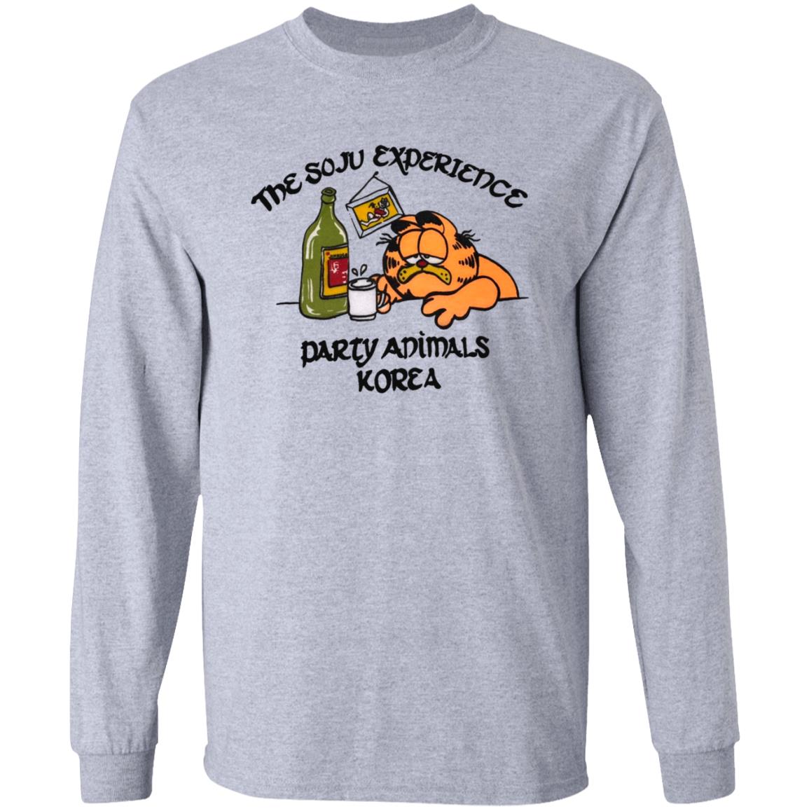 The Soju Experience Party Animals Korea Garfield Shirt - Teechipus