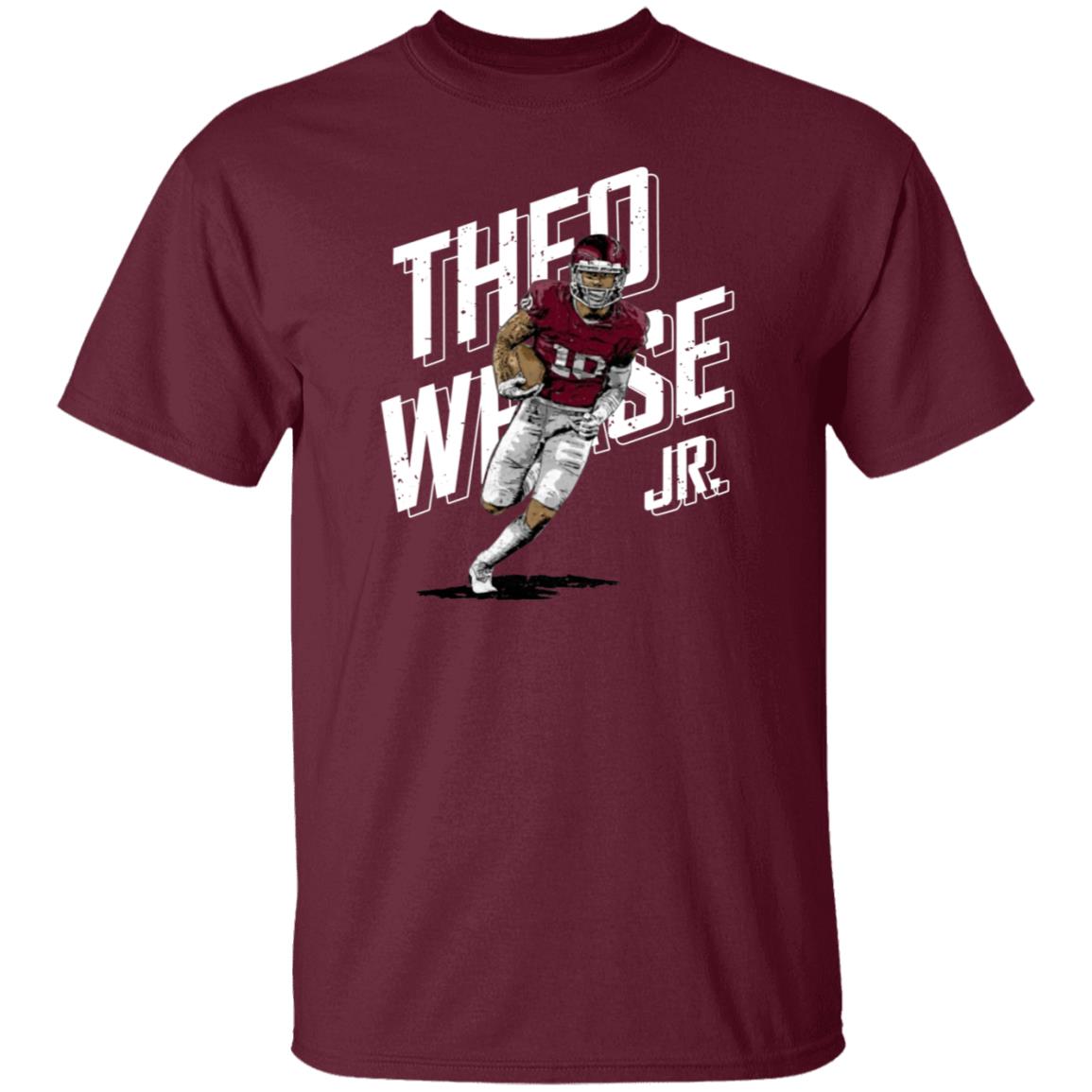 Theo Wease Jr Slant Name Wht Shirt 500level Store - Teechipus