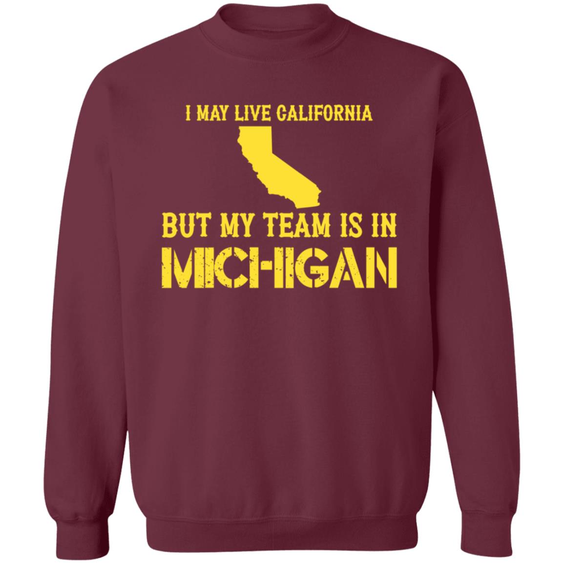 I May Live In California But My Team Is In Michigan Shirt Hoodie Sweatshirt - Teechipus