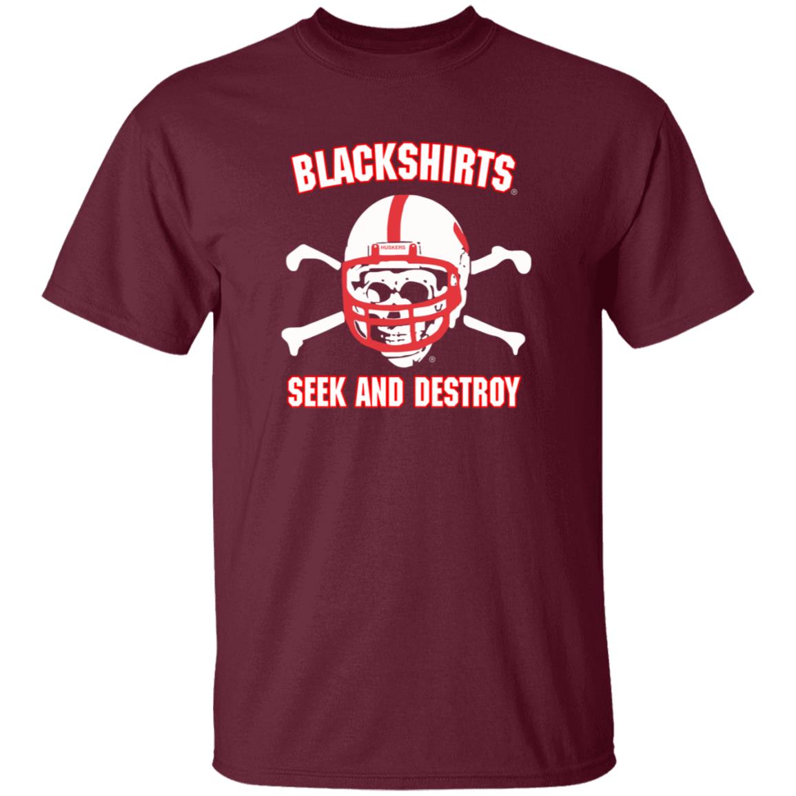 Blackshirts Seek And Destroy Shirt Bleedhuskerred Merch Adam Carriker Shirt - Teechipus