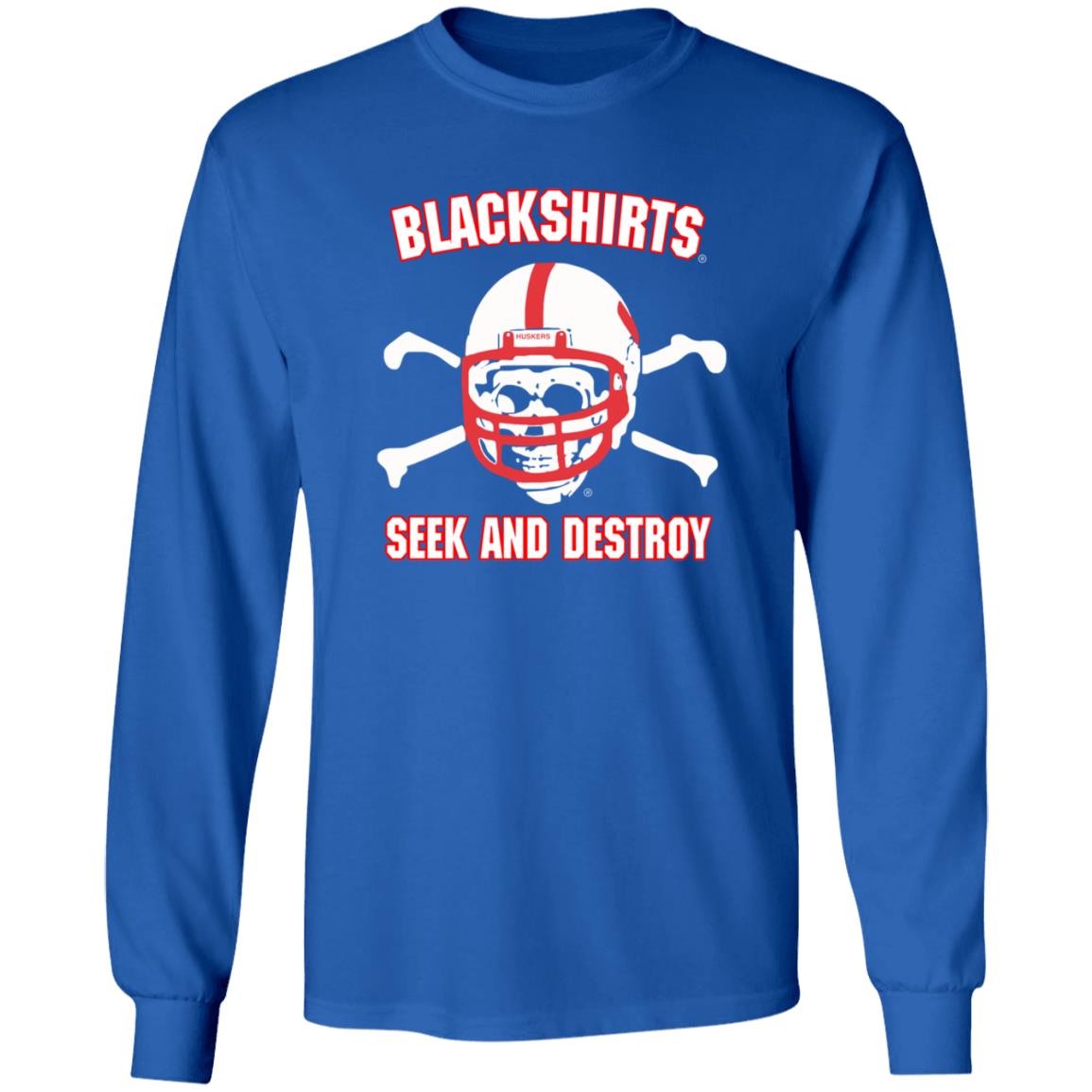 Blackshirts Seek And Destroy Shirt Bleedhuskerred Merch Adam Carriker Shirt - Teechipus