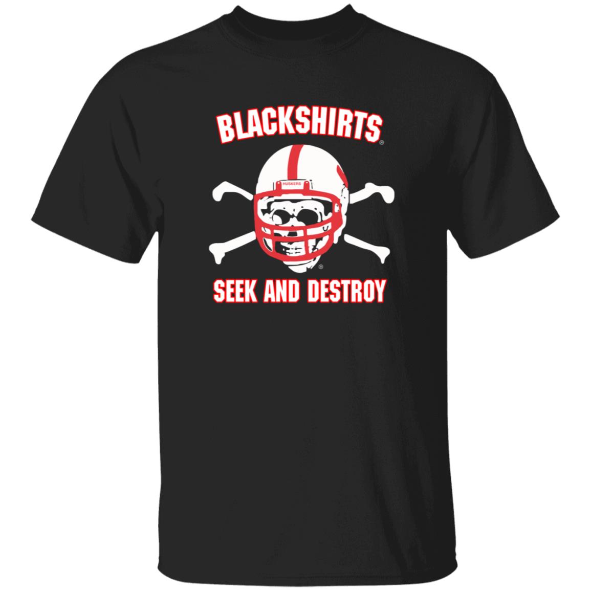 Blackshirts Seek And Destroy Shirt Bleedhuskerred Merch Adam Carriker Shirt - Teechipus