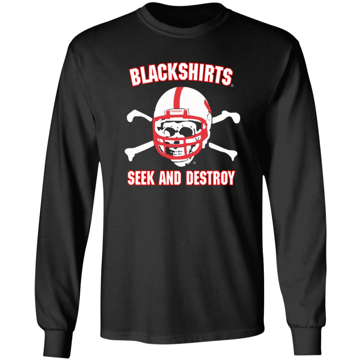 Blackshirts Seek And Destroy Shirt Bleedhuskerred Merch Adam Carriker Shirt - Teechipus