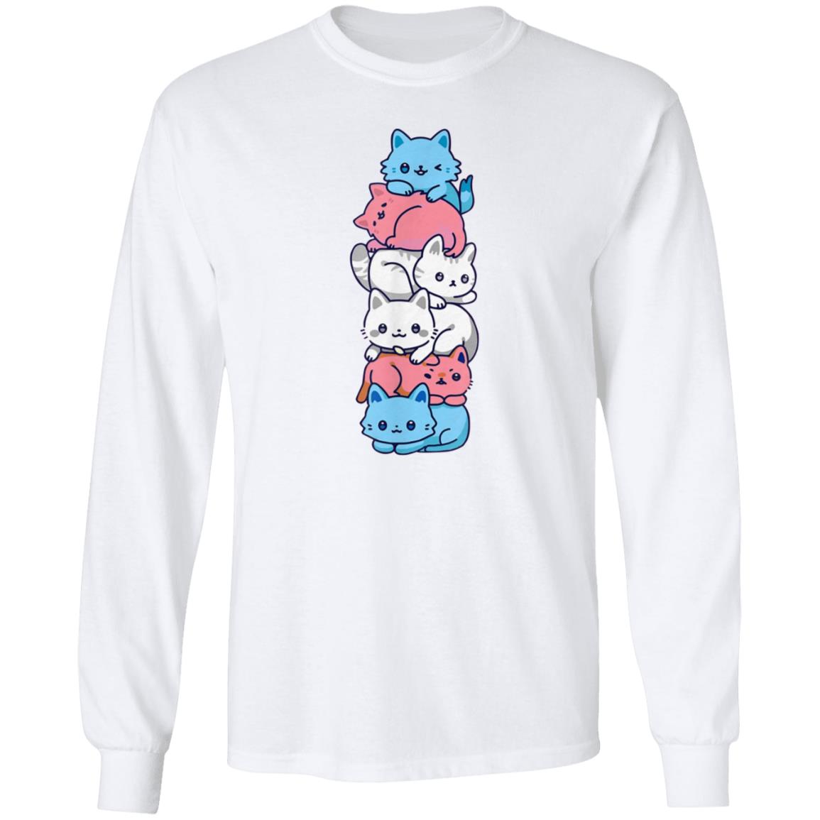Transgender Pride Cat Lgbt Trans Flag Cute Cats Shirt Hoodie Sweatshirt - Teechipus