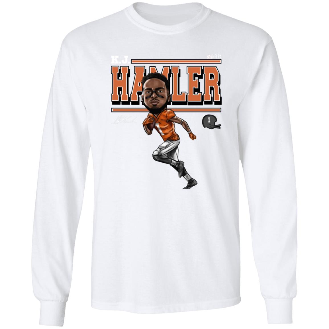 Tim Patrick Wearing Kj Hamler Shirt Denver Football K.J. Hamler Cartoon Shirt - Teechipus