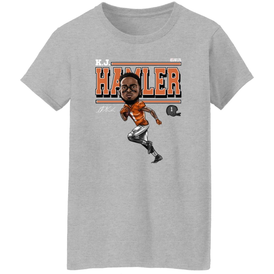 Tim Patrick Wearing Kj Hamler Shirt Denver Football K.J. Hamler Cartoon Shirt - Teechipus