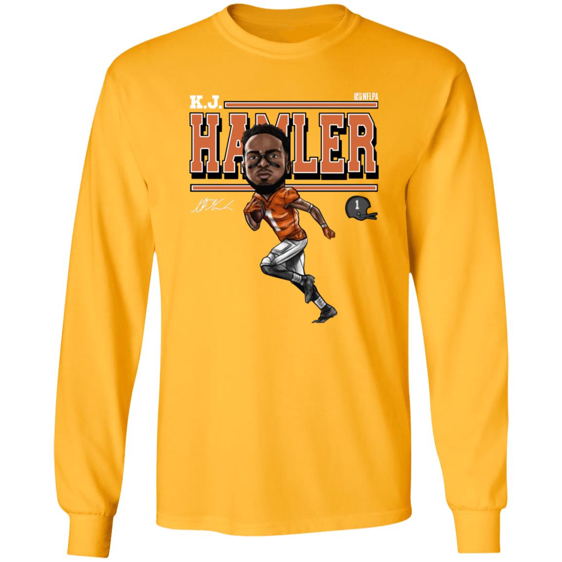 Tim Patrick Wearing Kj Hamler Shirt Denver Football K.J. Hamler Cartoon Shirt - Teechipus