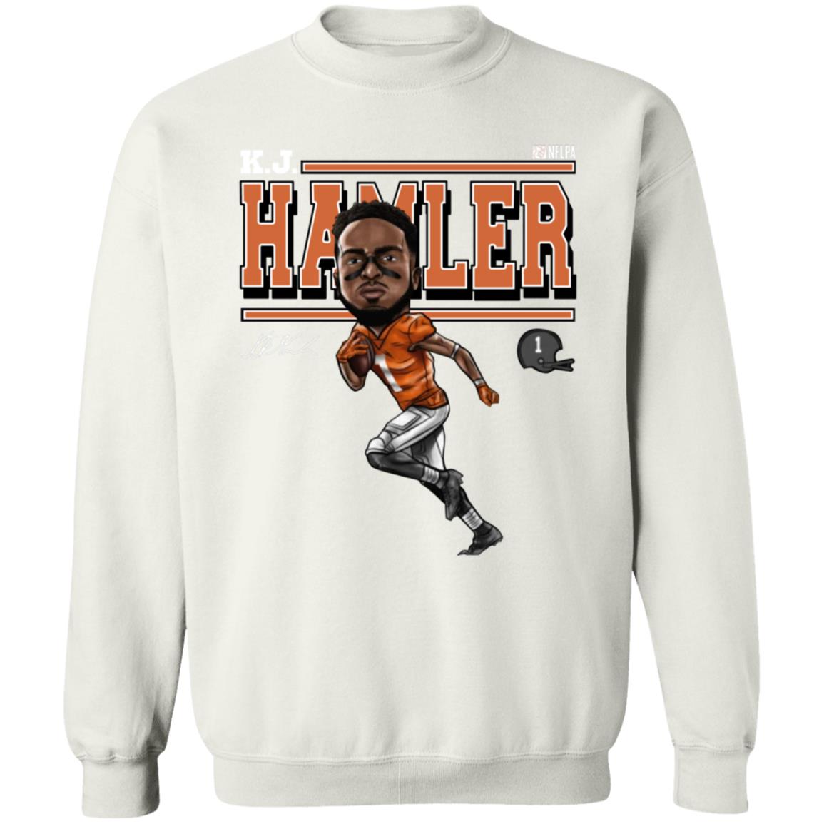 Tim Patrick Wearing Kj Hamler Shirt Denver Football K.J. Hamler Cartoon Shirt - Teechipus