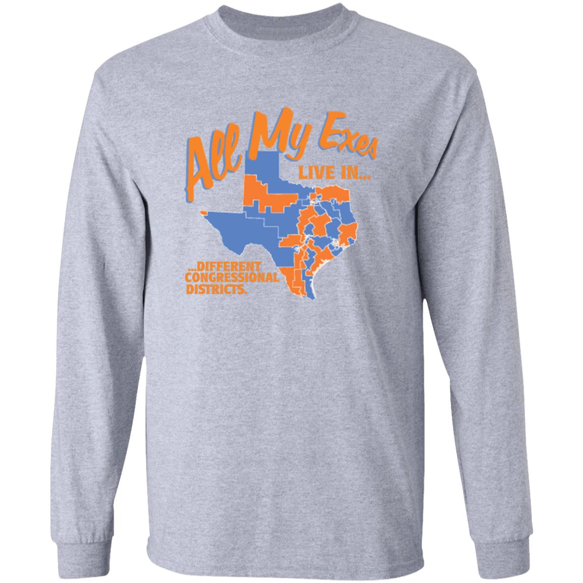 All My Texas Live In Different Congressional Districts Shirt Move Texas Merch All My Exes Shirt - Teechipus