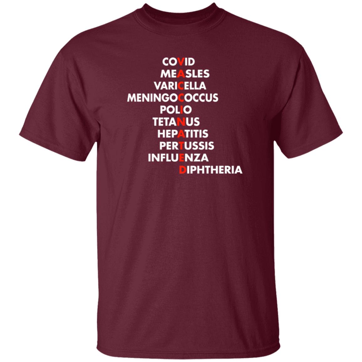 Covid Measles Varicella Meningococcus Polio Tetanus Hepatitis Shirt Vaccinated Covid Measles Varicella Meningococcus Polio Tetanus Shirt - Teechipus