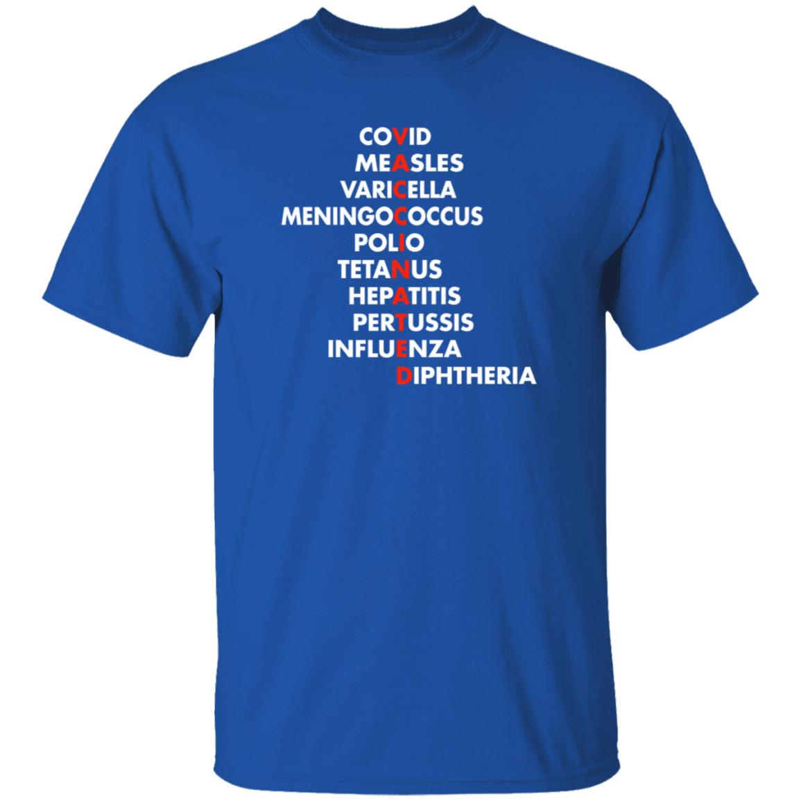 Covid Measles Varicella Meningococcus Polio Tetanus Hepatitis Shirt Vaccinated Covid Measles Varicella Meningococcus Polio Tetanus Shirt - Teechipus