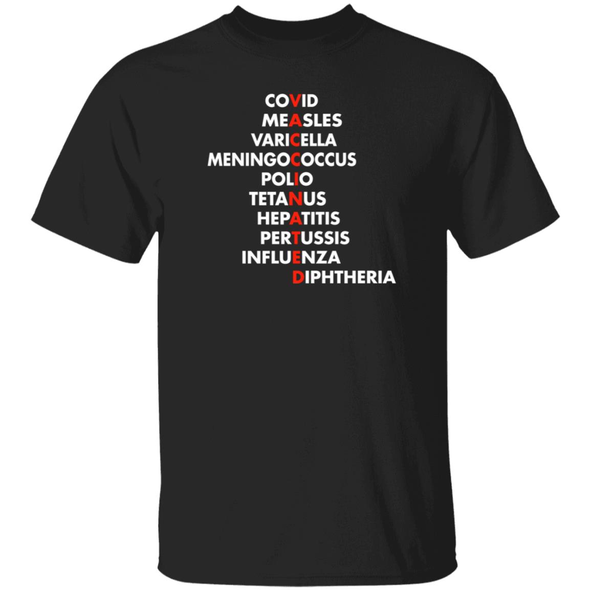 Covid Measles Varicella Meningococcus Polio Tetanus Hepatitis Shirt Vaccinated Covid Measles Varicella Meningococcus Polio Tetanus Shirt - Teechipus