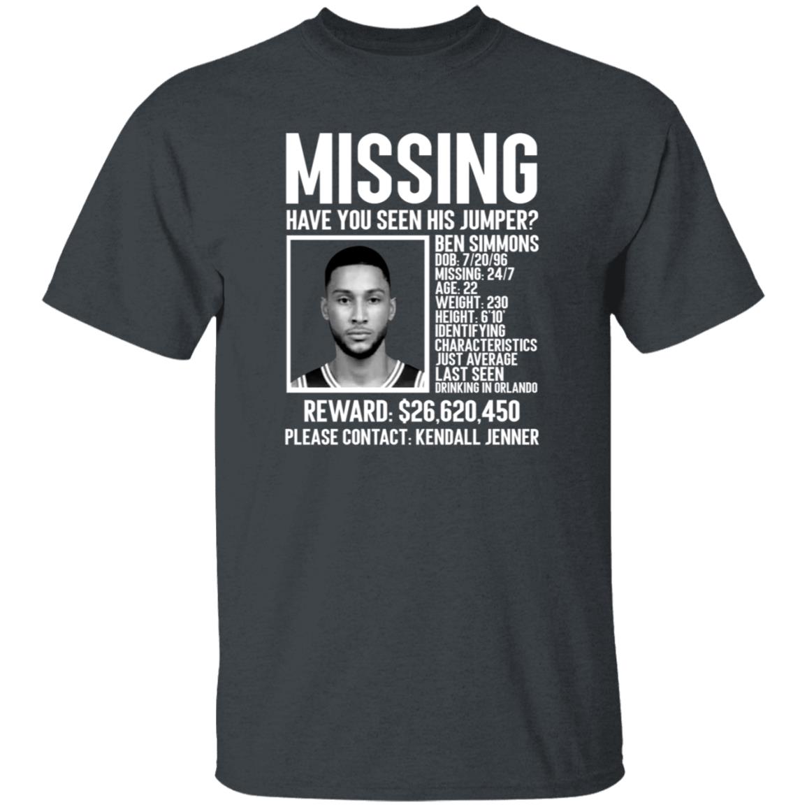 Ben Simmons Missing Shirt Missing Have You Seen His Jumper Shirt - Teechipus
