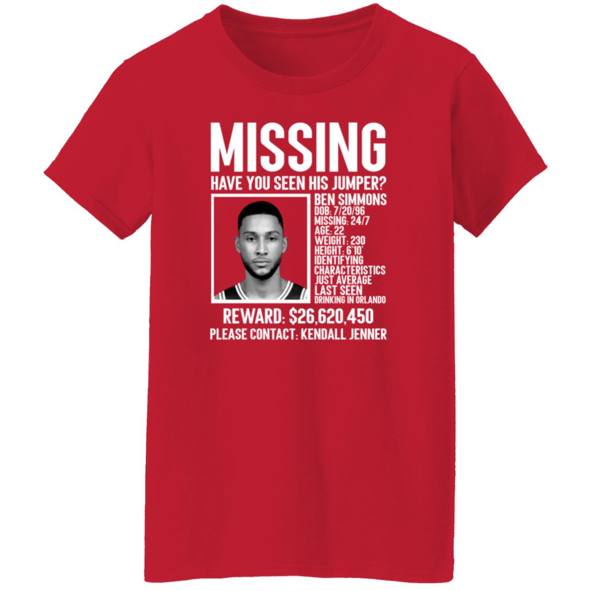 Ben Simmons Missing Shirt Missing Have You Seen His Jumper Shirt - Teechipus