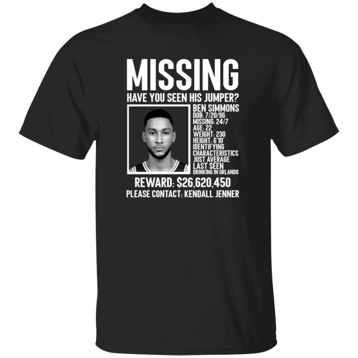 Ben Simmons Missing Shirt Missing Have You Seen His Jumper Shirt - Teechipus