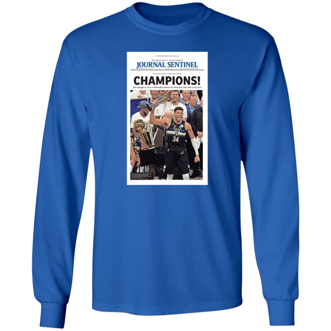 Milwaukee Bucks Journal Sentinel Champions 2021 Shirt Hoodie Sweatshirt - Teechipus