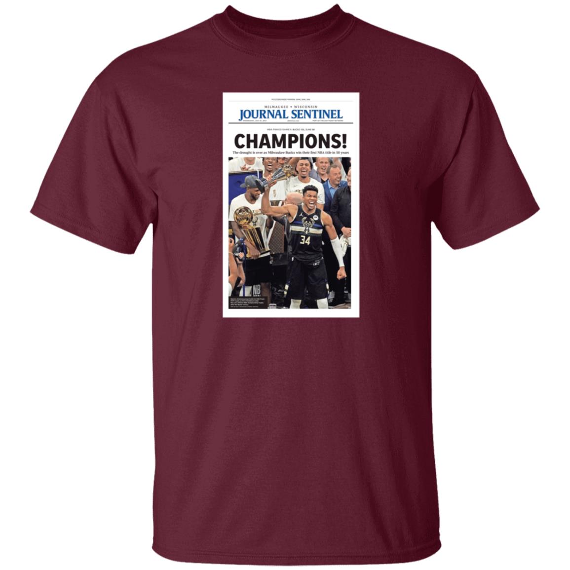 Milwaukee Bucks Journal Sentinel Champions 2021 Shirt Hoodie Sweatshirt - Teechipus