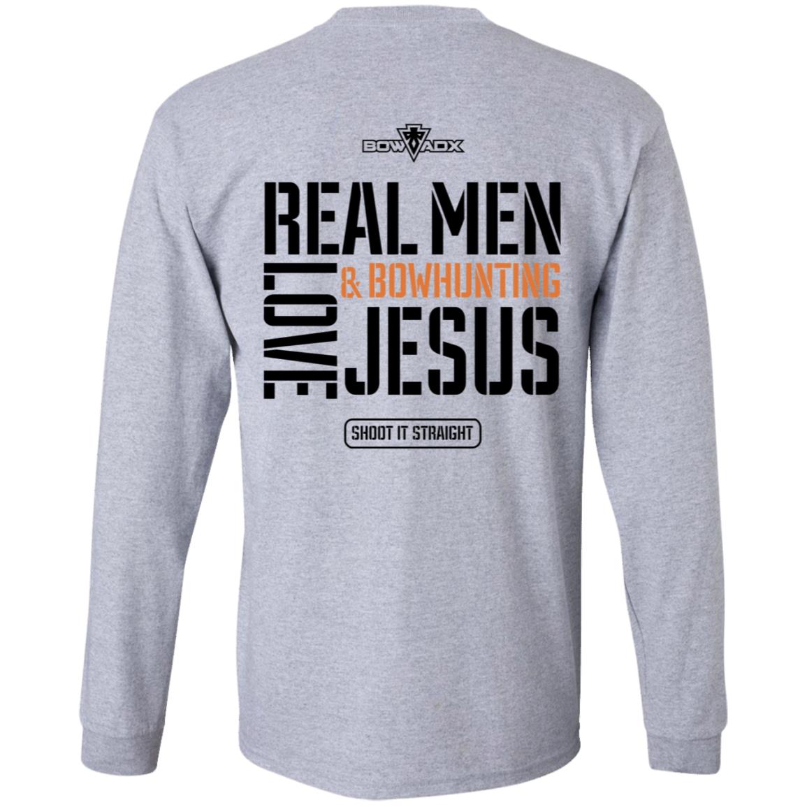 Real Men Love Bowhunting Jesus Shoot It Straight Shirt Bowadx Merch - Teechipus