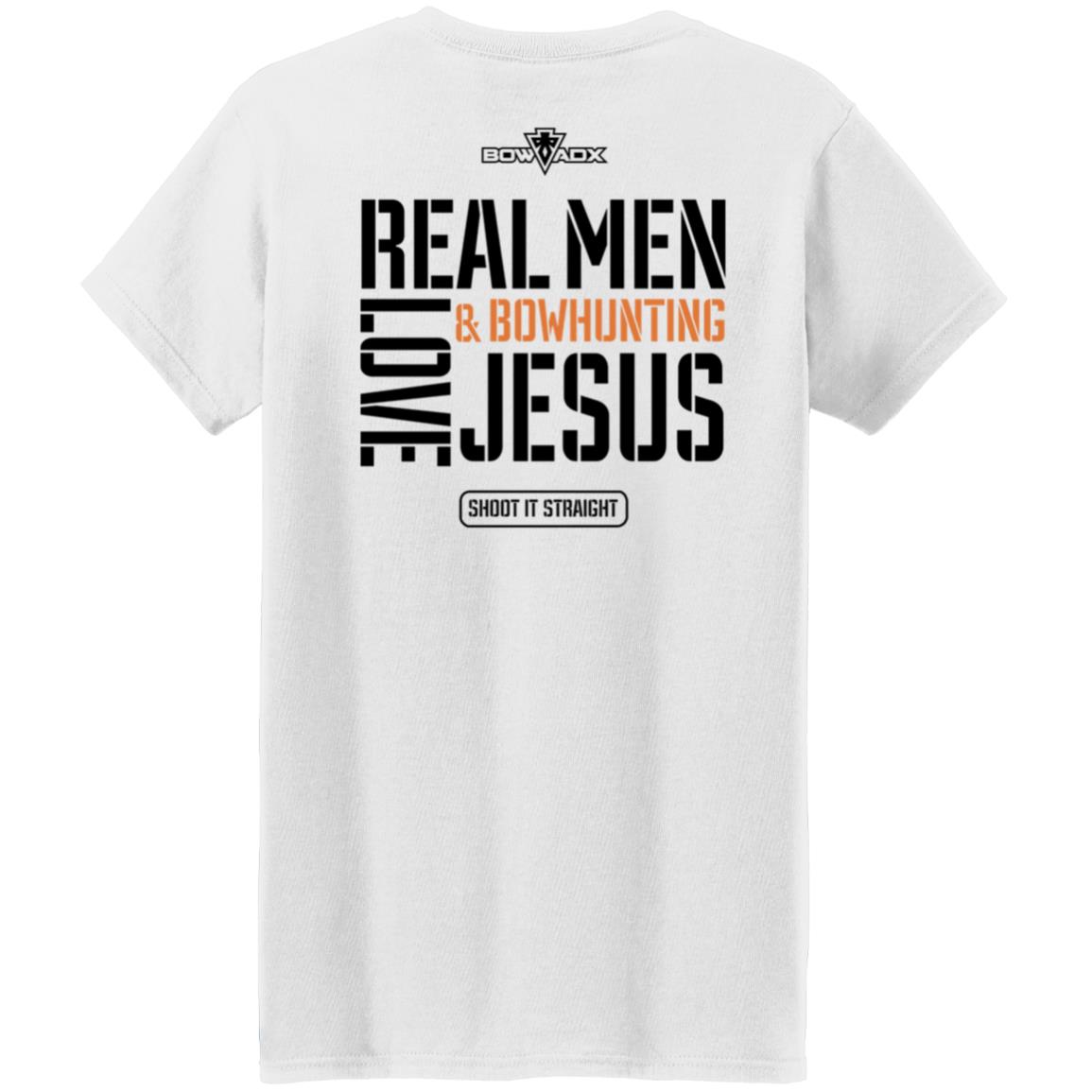 Real Men Love Bowhunting Jesus Shoot It Straight Shirt Bowadx Merch - Teechipus