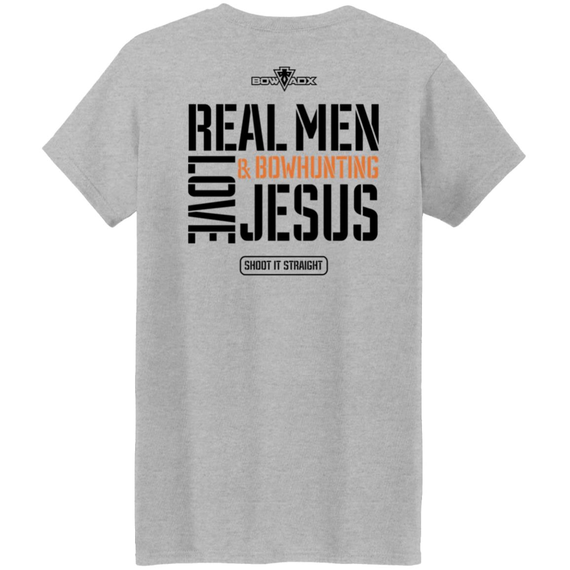 Real Men Love Bowhunting Jesus Shoot It Straight Shirt Bowadx Merch - Teechipus