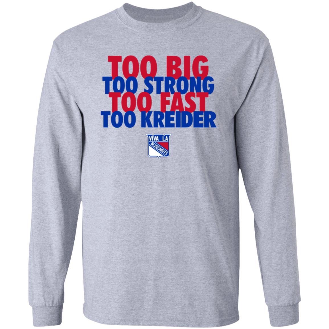 Michael Gismondi Too Big Too Strong Too Fast To Kreider Shirt Barstoolsports Merch - Teechipus