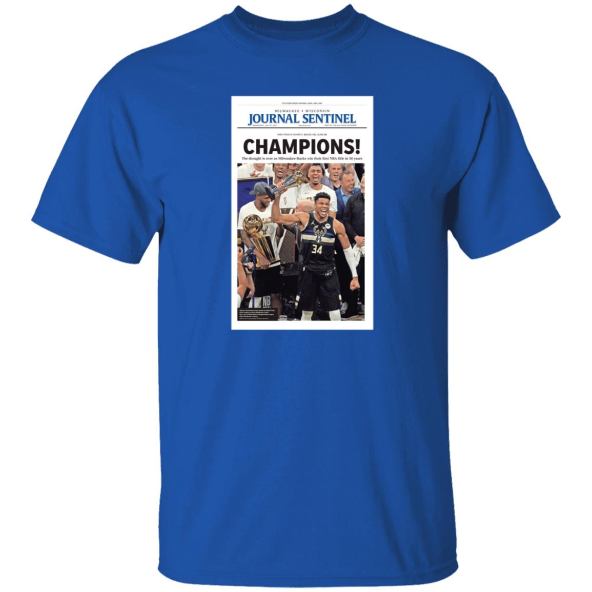 Milwaukee Bucks Journal Sentinel Champions 2021 Shirt Hoodie Sweatshirt - Teechipus